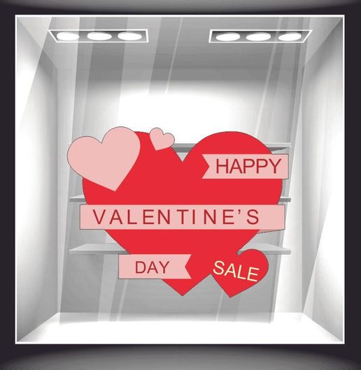 Αυτοκόλλητο Βιτρίνας VAL 10096 Αγίος Βαλεντίνος 25 60x50cm Πολύχρωμο