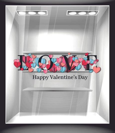 Αυτοκόλλητο Βιτρίνας VAL 10136 Αγίος Βαλεντίνος 61 60x19cm Πολύχρωμο