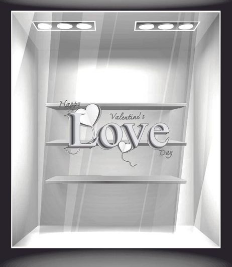 Αυτοκόλλητο Βιτρίνας VAL 10144 Αγίος Βαλεντίνος 65 60x36cm Λευκό