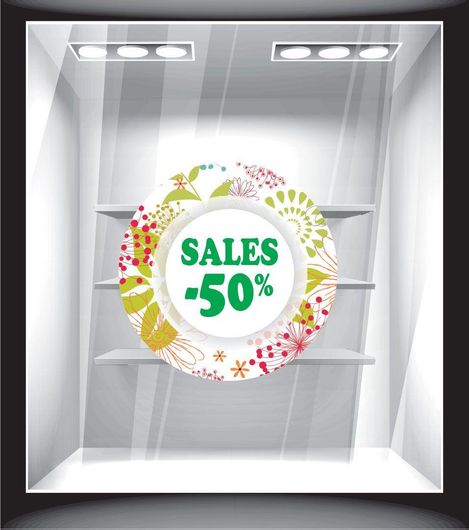 Αυτοκόλλητο Βιτρίνας SPR 10000 Άνοιξη Εκπτώσεις 50x50cm Πολύχρωμο