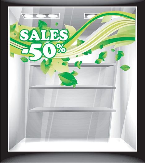 Αυτοκόλλητο Βιτρίνας SPR 10009 Άνοιξη Εκπτώσεις 6 50x30cm Πράσινο