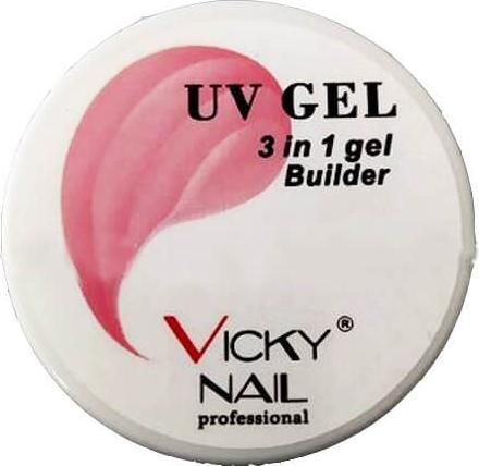 Gel Νυχιών Vicky Nail 3 σε 1 για Χτίσιμο UV 15gr Natural Pink