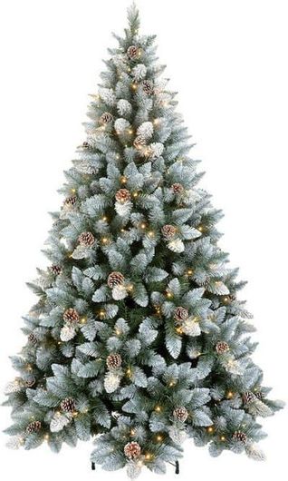 Χριστουγεννιάτικο Δέντρο Pine Χιονισμένο με Μεταλλική Βάση και LED 210cm Πράσινο