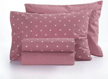 Σετ Παιδικά Σεντόνια Nef-Nef Precious Μονά 260x160cm 3τμχ Ροζ