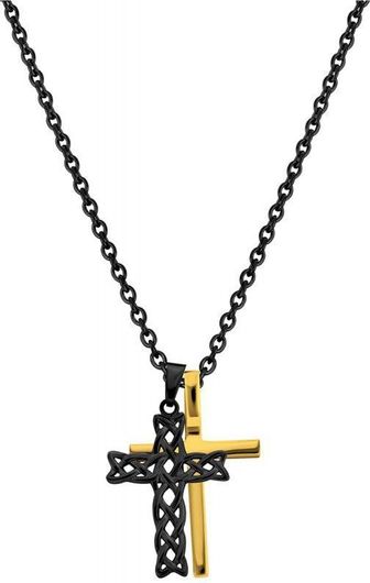 Ανδρικός Σταυρός Κολιέ Police PJ26571PSBG/03 Struve Διπλός Ατσάλινος