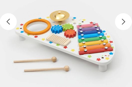 Ξύλινη Μουσική Μπάντα Μουσικό Τραπεζάκι Με Ξυλόφωνο Κύμβαλα Ντραμς & Κρόταλα Από για 3+ Ετών