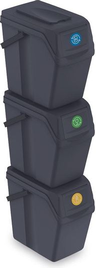 Κάδος Απορριμμάτων Prosperplast Πλαστικός 3x25lt Μαύρο