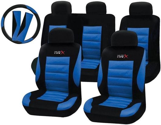 Καλύμματα Αυτοκινήτου Autoline Type-X Πολυεστερικά Σετ 14τμχ Μπλε