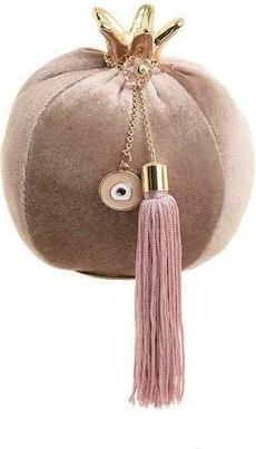 Γούρι με Ρόδι Inart Επιτραπέζιο από Ύφασμα 9x9cm Ροζ/ Μοβ