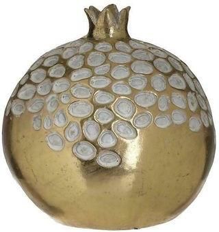 Γούρι με Ρόδι Inart Επιτραπέζιο από Κεραμικό Υλικό 14x14cm Λευκό-Ιβουάρ