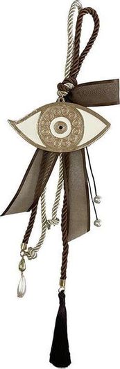 Γούρι με Μάτι Inart Κρεμαστό από Μέταλλο 40cm Χρυσό/ Καφέ