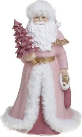 Χριστουγεννιάτικο Διακοσμητικό Άι Βασίλης Inart 14x12x23cm Ροζ