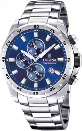Ανδρικό Ρολόι Festina F20463/2 Μεταλλικό Μπρασελέ Ασημί
