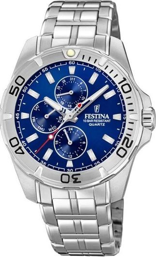 Ανδρικό Ρολόι Festina F20445/2 Μεταλλικό Μπρασελέ Ασημί