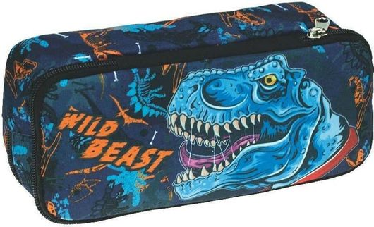 Κασετίνα Back Me Up Βαρελάκι Οβάλ Wild Dino Beast Πολύχρωμο