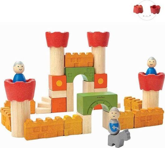 Τουβλάκια Plan Toys Ξύλινα Κάστρο Ιπποτών για 3+ Ετών 35τμχ
