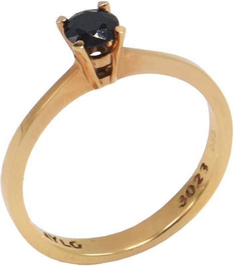 Γυναικείο Μονόπετρο oro419 14Κ με Μαύρο Ζιργκόν Ροζ Χρυσό