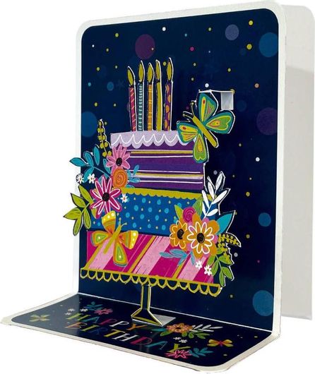 Ευχετήρια Κάρτα 3D Τούρτα Γενεθλίων Ανθισμένη 12x10cm