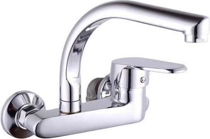 Μπαταρία Κουζίνας Chrome 709 Τοίχου Αναμεικτική Ασημί