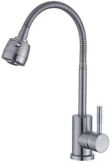 Μπαταρία Νιπτήρα Swan Πάγκου Αναμεικτική Inox Ψηλή Ασημί