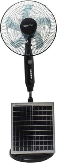 Επιδαπέδιος Ηλιακός Ανεμιστήρας 43cm 25W Τριών Ταχυτήτων με Λάμπα LED Μαύρο