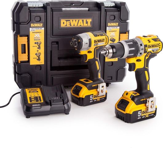 Σετ Εργαλείων Dewalt DCK266P2T Κρουστικό Δραπανοκατσάβιδο & Παλμικό Κατσαβίδι 18V με 2 Μπαταρίες 5Ah & Θήκη