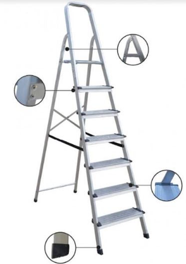 Σκάλα Profal 206701 Οικιακής Χρήσης Αλουμινίου Plus με 7 Σκαλιά & 1 Πλατύσκαλο