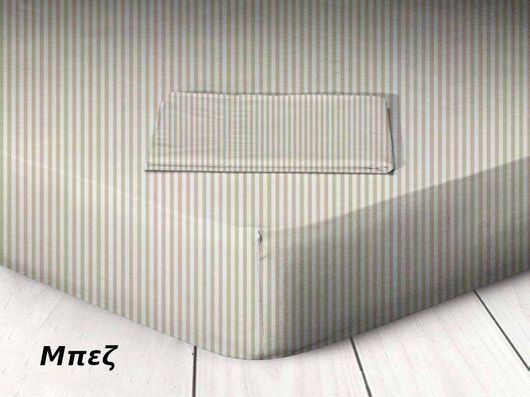 Υπέρδιπλο Κατωσέντονο Γαρύφαλλο GAR-6254 με Λάστιχο Ριγέ 180x200+25cm Μπεζ