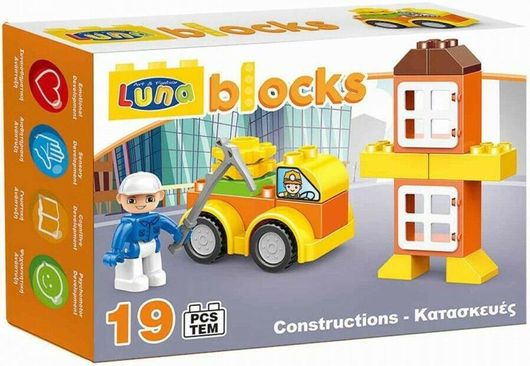 Τουβλάκια Luna Toys Κατασκευές για 3+ Ετών 19τμχ