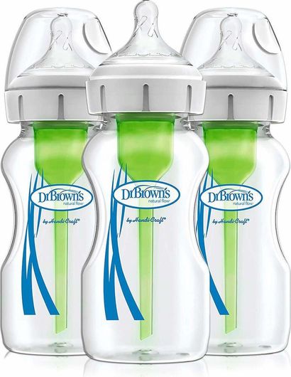 Μπιμπερό Dr. Brown's Πλαστικό Options+ Wide Neck Κατά των Κολικών με Θηλή Σιλικόνης 270ml για 0+ Μηνών 3τμχ