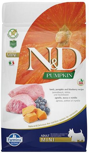 Ξηρά Τροφή Farmina N&D Pumpkin Adult Mini 0.8kg για Ενήλικους Σκύλους Μικρόσωμων Φυλών με Αρνί, Κολοκύθα & Μύρτιλο