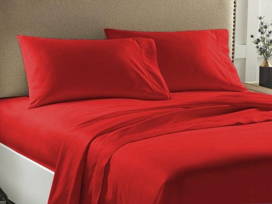Σετ Σεντόνια Διπλά Γαρύφαλλο Economy με Λάστιχο 225x245cm Κόκκινο