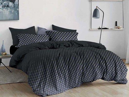 Σετ Σεντόνια Υπέρδιπλα Γαρύφαλλο με Λάστιχο και Πουά Σχέδιο 160x200+30cm Μαύρο