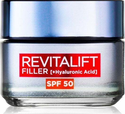 Κρέμα Προσώπου L'Oreal Paris Revitalift Filler Ημέρας με SPF50 για Ενυδάτωση, Αντιγήρανση & Λάμψη με Υαλουρονικό Οξύ 50ml