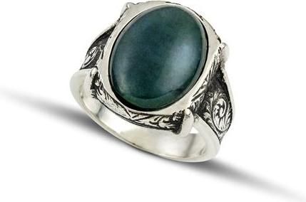 Ανδρικό Δαχτυλίδι  Hillas Jewels  755-EU 72 από Μασίφ Ασήμι 925 με Πέτρα Βρυώδη Αχάτη No72