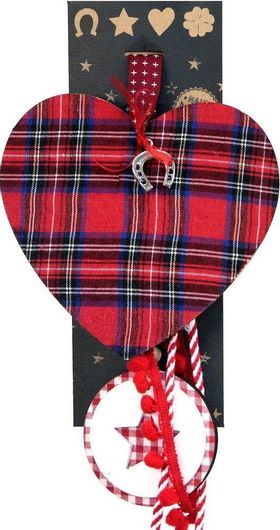 Κρεμαστό Γούρι Synchronia Καρδιά Καρό Ξύλινο Πολύχρωμο