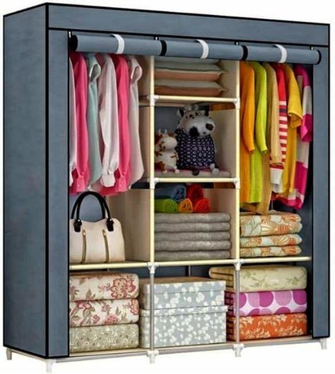 Υφασμάτινη Ντουλάπα Τριπλή με Μεταλλικό Σκελετό 175x130x45cm με Φερμουάρ Γκρι