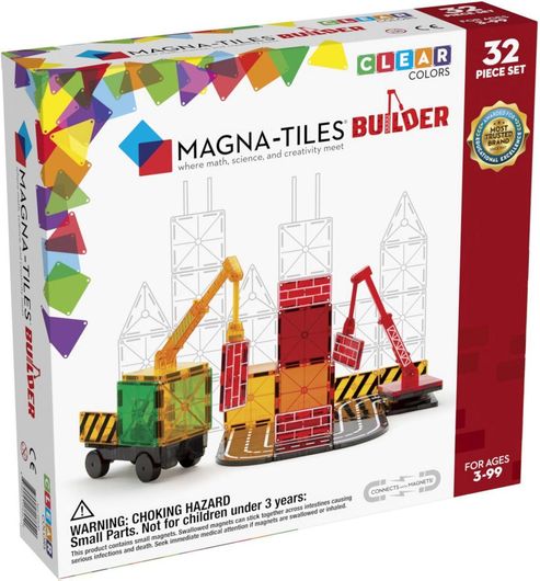 Παιχνίδι Κατασκευών Magna-Tiles Clear Colors Builder Σετ Μαγνητικά Πλακίδια 32τμχ για 3+ Ετών
