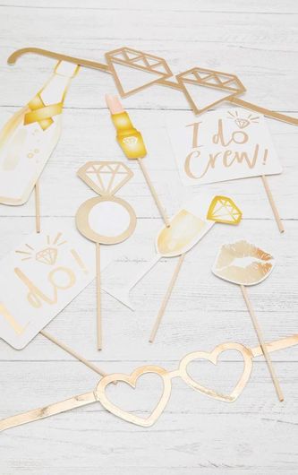 Αξεσουαρ Φωτογράφησης Γάμου Σετ I Do Crew Bride To Be Χρυσό