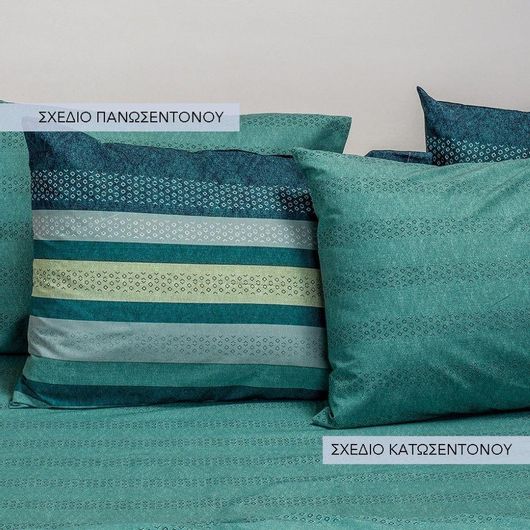 Σετ Μαξιλαροθήκες Melinen Liam Σχέδιο Πανωσέντονου 50x70cm 2τμχ Πετρόλ