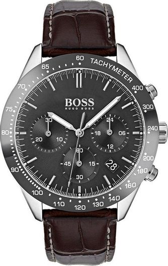 Ανδρικό Ρολόι Hugo Boss 1513598 Δερμάτινο Λουράκι Καφέ