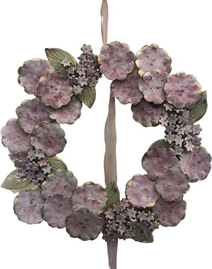 Διακοσμητικό Τοίχου Στεφάνι Λουλούδια με Κεραμική Διακόσμηση 40cm