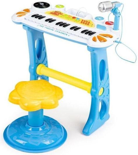 Παιδικό Πιάνο με Σκαμπό & Μικρόφωνο 45x21x60cm Μπλε