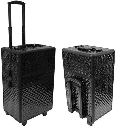 Μεταλλικό Βαλιτσάκι Αισθητικής Τροχήλατο Υ61xΠ36xΒ25εκ. Μαύρο