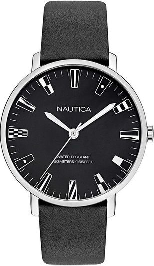Ανδρικό Ρολόι Nautica NAPCRF910 Δερμάτινο Λουράκι Μαύρο