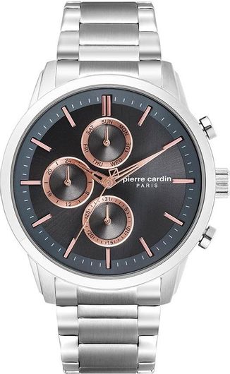 Ανδρικό Ρολόι Pierre Cardin PC902741F07 Μεταλλικό Μπρασελέ Ασημί