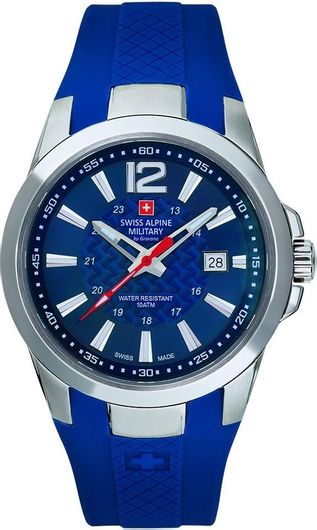 Ανδρικό Ρολόι Swiss Alpine Military 7058.1835SAM με Λουράκι από Καουτσούκ Μπλε