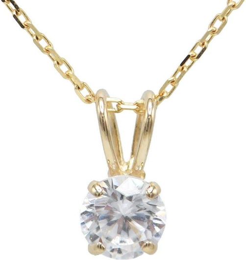 Γυναικείο Κολιέ Ortaxidis oro1823 Μονόπετρο με Αλυσίδα 14Κ με Ζιργκόν Χρυσό