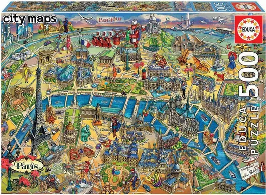 Puzzle Paris Map 2D 500 Κομμάτια