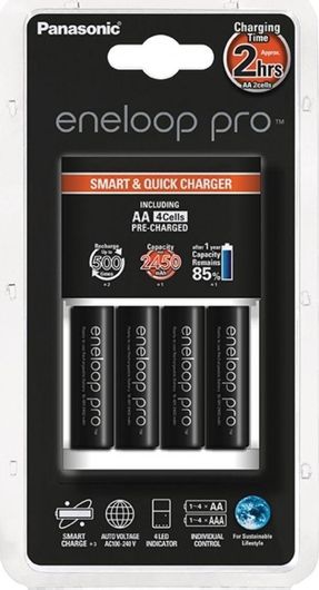 Φορτιστής Panasonic Eneloop Pro Smart & Quick BQ-CC55E 4 Μπαταριών Ni-MH Μεγέθους AA/AAA Σετ με 4x AA 2500mAh